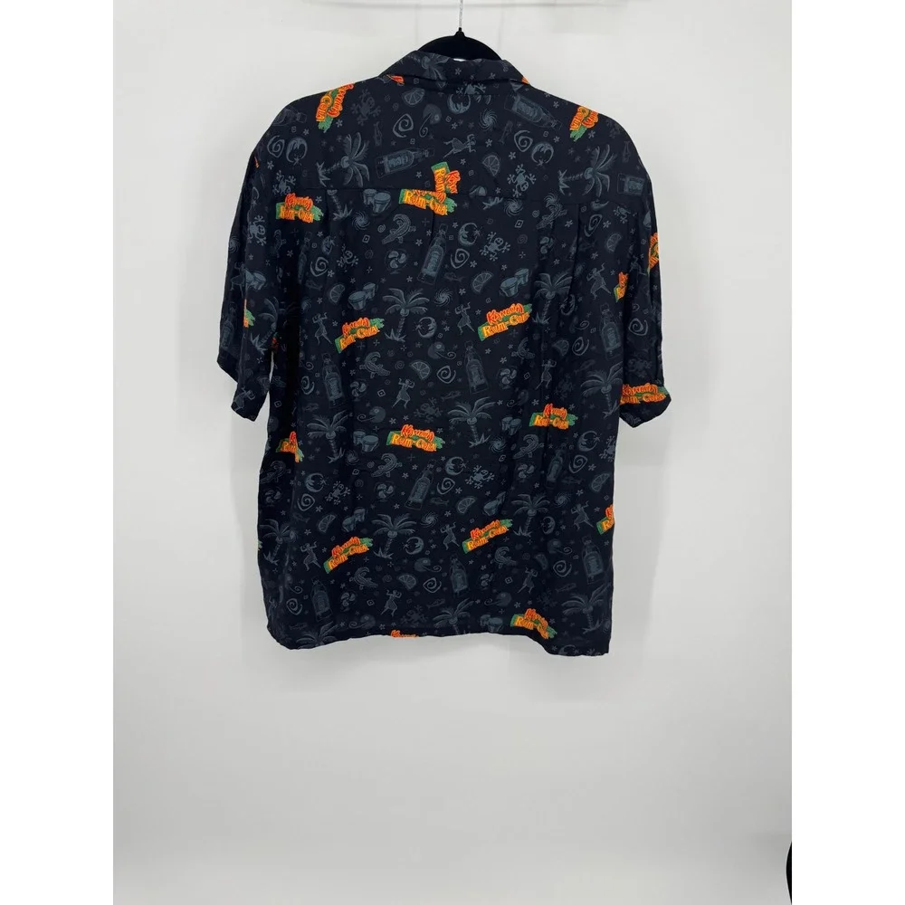 Vintage Kahlua Anything Goes Mens Large Rayon Rum-Cola Print Shirt Black - Picture 3 of 8
